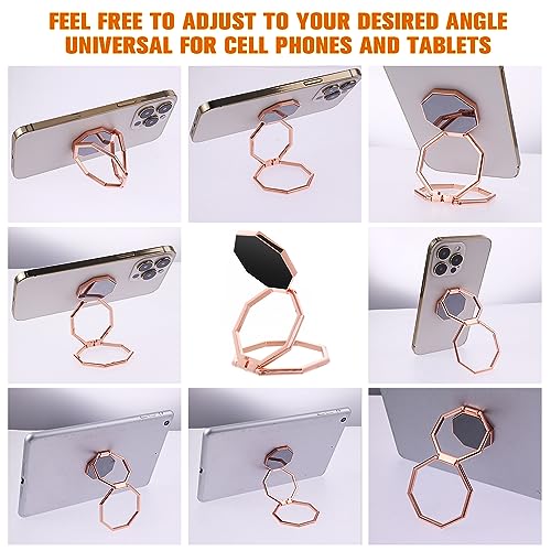 cobee Cell Phone Ring Holder Finger Kickstand, 360° Rotation Metal Cellphone Back Grip Foldable Cell Phone Stand Adjustable Phone Holder Compatible with Most Smartphones(Rose Gold) - color: Rose Gold