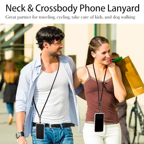 Phone Lanyard, 3-in-1 Anti Theft Phone Straps -Crossbody Lanyard, Neck Holder & Wrist Strap, Detachable Universal Cellphone Strap with 1 Tap, Durable Hook-Black - color: 3 in 1 Strap-black