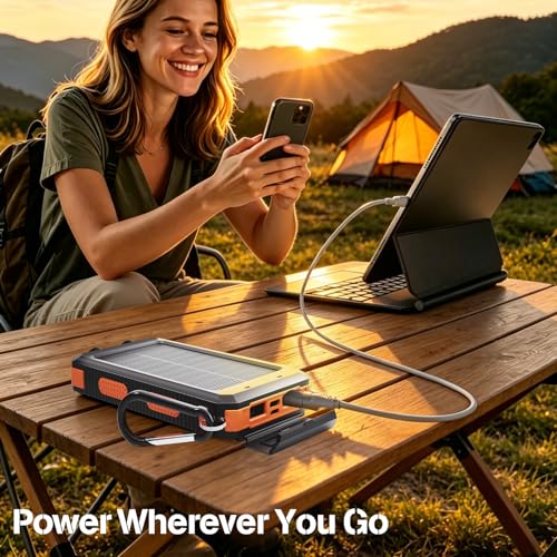 Solar Power Bank 38800mAh Portable Charger for iPhone18/17/16, Samsung - color: Pumpkin