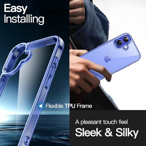 JETech Case ONLY for iPhone 16 Plus 6.7-Inch, Non-Yellowing Shockproof Phone Bumper Cover, Anti-Scratch Clear Back (Ultramarine) - color: Ultramarine, size: iPhone 16 Plus
