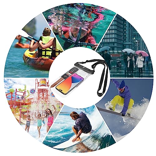 NJJEX [Up to 10" Large Waterproof Phone Pouch Bag - 2 Pack Waterproof Phone Case Dry Bag for Samsung Galaxy S25 Ultra S24 S23 S22 S21 S20 A14 A15 A35 A16 A36 iPhone 16 Pro Max 16E 15 14 13 12 11 Xr X - color: Clear (2-Pack)