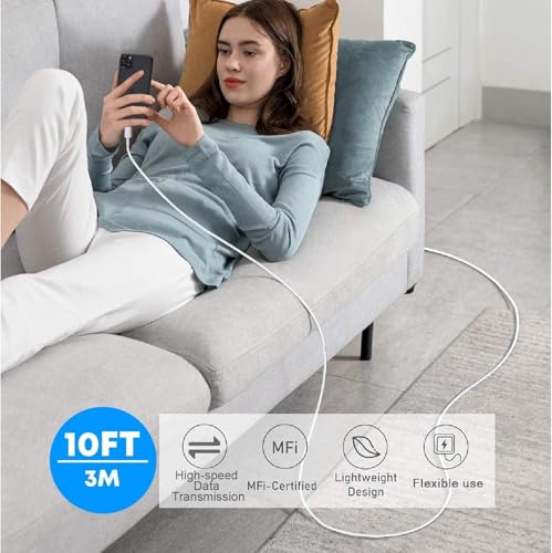 Fast iPhone Charger,i Phone 14 Charger Fast Charging Power Delivery Charger - color: White-10FT