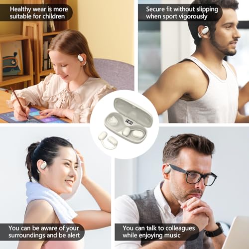 BANIGIPA Open Ear True Wireless Earbuds with Dual Mic for Calling - color: AIR02-Beige