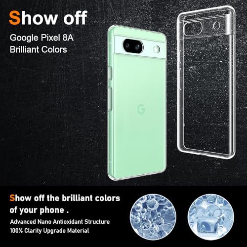 Silicone Clear for Google Pixel 8A Case, Ultra Thin with Comfort Grip | Soft Slim-Fit TPU Pixel 8A Phone Cover,Non-Slip,Shockproof Protection,Scrath-Resistant - size: Pixel 8a case