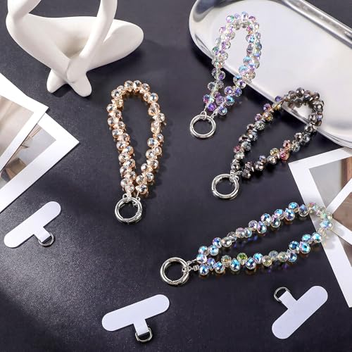 Quelay 4 Pack Beaded Phone Wrist Strap - color: Deep, style: Crystal