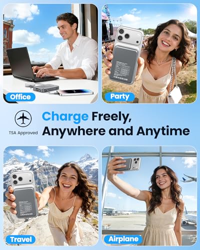 Magnetic Portable Charger, Power Bank Fast Charging 22.5W 10000mAh, Portable Charger with Built in Cable, for Magsafe Battery Pack Compatible with iPhone 17/16/15/14/13/12 Pro/Pro Max, Samsung Grey - color: Grey
