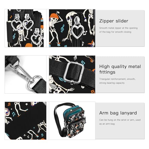 BIAOTIE Lightweight Small Crossbody bags Cell Phone Purses Travel Pouch Shoulder Bag for Women - color: Black-skeleton