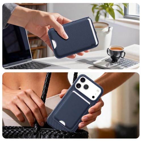for MagSafe Wallet with Stand, Magnetic Phone Case Set, RFID Blocking, Slim Detachable Stand Card Holder, Tech Fabric for iPhone 17 Pro Max (Blue (Case+ Card Holder), iPhone 17 Pro Max) - color: Blue (Case+ Card Holder)