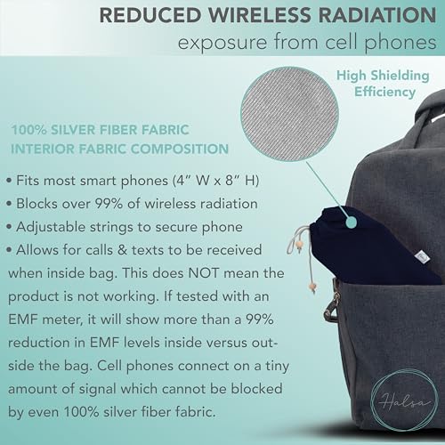 Halsa EMF Cell Phone Sleeve, High-Shield EMF Blocking Pouch, Signal Blocking Anti-EMP Radiation Bag for Digital Privacy Protection, Fits Most Phones, (4x8 Inch) Grey - color: Grey