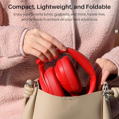 TOZO Hybrid Active Noise Cancelling Headphones, Hi Res Audio - color: Red
