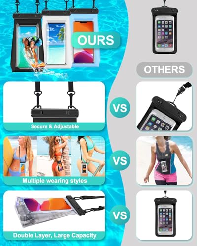Large Capacity Waterproof Phone Pouch Floating, Waterproof Bag Case for iPhone 15 14 Pro Max 13 12 11 X XR 8 Plus Samsung Up to 6.9'', IPX8 Water Proof Phone Dry Bag for Swimming Kayaking, 1Pack - color: Black,1 Piece
