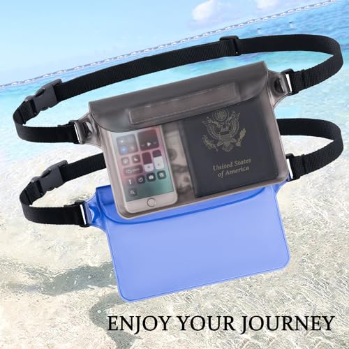 CADONO 2-Pack Waterproof Pouch with Adjustable Waist Strap | Screen Touch Sensitive Dry Bag, Keep Your Phone and Valuables Dry, Perfect for Swimming Kayaking Boating Fishing Beach Diving - color: Black