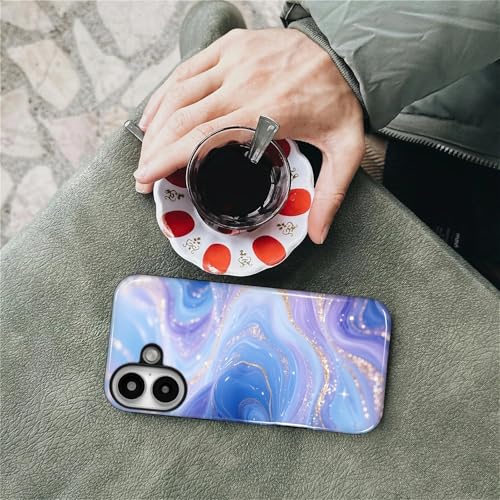 Case for iPhone 16, Shockproof Hybrid Protective Phone Case, Dual-Layer Drop Protection Anti-Scratch, Blue Purple Fluid - color: Blue Purple Fluid, size: iPhone 16