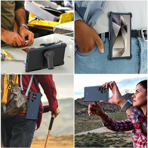 M MYBAT PRO for Samsung Galaxy S24 Ultra Case with 360° Rotating Stand - color: Blue, size: Samsung Galaxy S24 Ultra