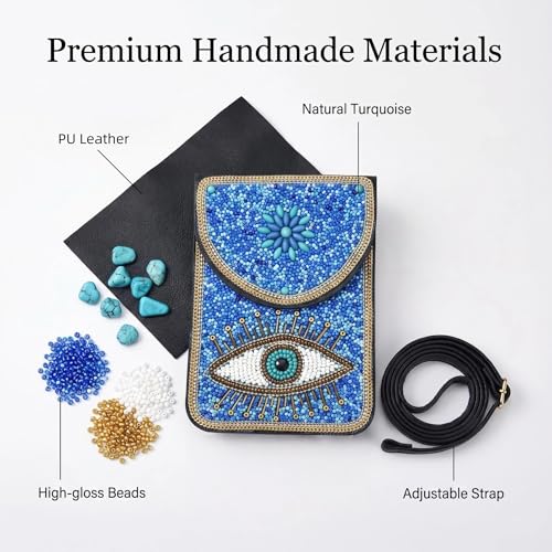 Small Crossbody Bags for Women, Cell Phone Shoulder Bag Boho Wallet Purse - color: Light Blue