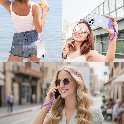 MoKo Phone Wrist Strap Anti-theft, Adjustable Phone Wrist Lanyard - color: Rosegold+purple