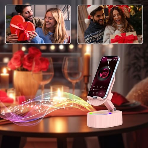 AKLLCCR Wireless Induction Bluetooth Speaker 5in1 Phone Holder Speaker - color: Pink
