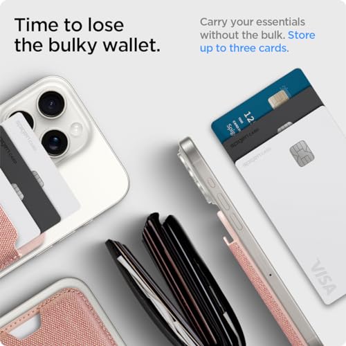 Spigen for MagSafe Wallet, Holds 3 Cards, Strong Magnet, Urban Fit MagFit - color: Fabric Rose Gold, size: 3-Cards