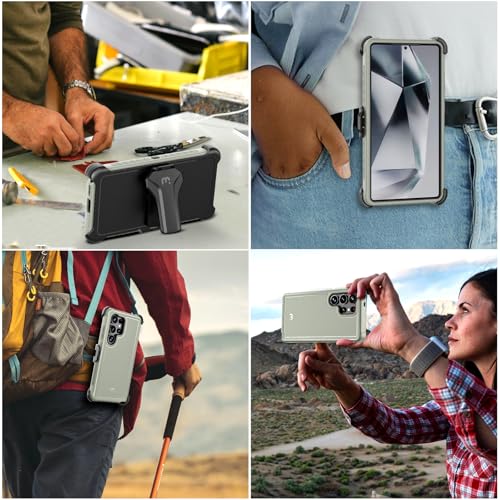 M MYBAT PRO for Samsung Galaxy S25 Ultra Case with 360° Rotating Stand | Maverick Series - color: Natural Titanium, size: Samsung Galaxy S25 Ultra