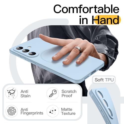 JETech Slim Magnetic Case for Samsung Galaxy S26, Anti-Slip, Sky Blue | Compatible with MagSafe, Full Camera Lens Protection, Soft TPU Cover, Shockproof - color: Sky Blue, size: Galaxy S26