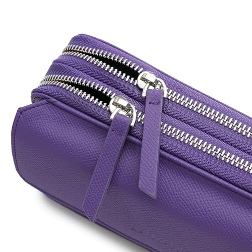 RFID Crossbody Wallet Wristlet Purse with Phone Pocket For Women Vegan Leather - color: Zb-saffiano-purple