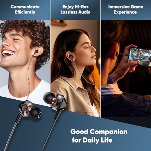 USB-C Wired In-Ear Earbuds with Mic, Dual Driver for Hi-Fi Stereo Sound