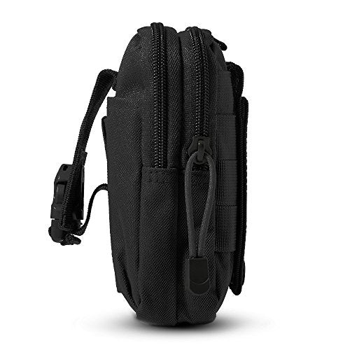Tactical Waist Pouch EDC Molle Waist Bag Belt Phone Pouch Holster Purse Carrying Pouch for Smartphone, Tools - color: Black