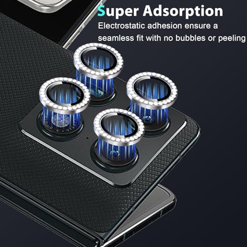 Zeking (2 Set) Bling Camera Lens Protector Compatible with Motorola Razr Fold 5G, Glitter Bling Sparkly 9H Tempered Glass Protector Metal Individual Ring (Bling-Silver) - color: BlingGold