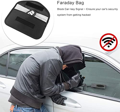 2 Pack Faraday Bags for Car Keys and Cell Phone, Signal Blocking Key Pouch Wallet, Anti-Tracking Anti Theft Car Protection, Cell Phone Signal Jammer WiFi/GSM/LTE/NFC/RFID, GPS Blocker Bag - color: 2 Packs - 7.8" * 3.8"
