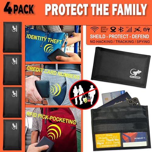 Faraday Bag Anti-Tracking GPS RFID Car Key Signal Blocker Wallet Shielding Pouch Protective Case for Cell Phone Car Key FOB, Data Privacy, Electronic Device Security (4 PACK - BLACK) - color: 4 PACK - BLACK