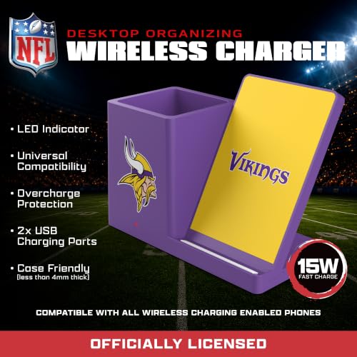 SOAR NFL Unisex Wireless Charging Stand and Desktop Organizer