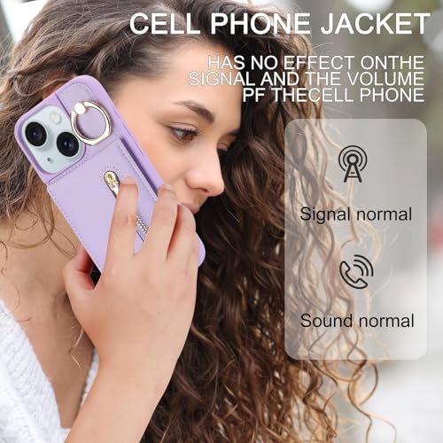 Crossbody Wallet Case for iPhone 11 with Lanyard Strap Card Slot Holder RFID Blocking Ring Kickstand,Magnetic Flip Folio Zipper Purse Case, PU Leather Cover Handbag,Purple - color: Purple, size: iPhone 11(6.1")