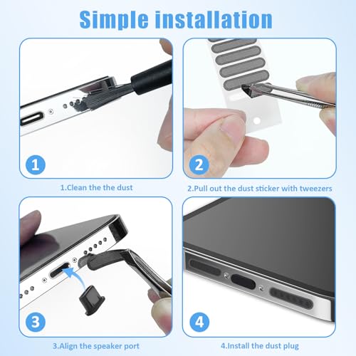 120 Pack Phone Speaker Dust Covers and USB-C Port Plugs with Cleaning Kit