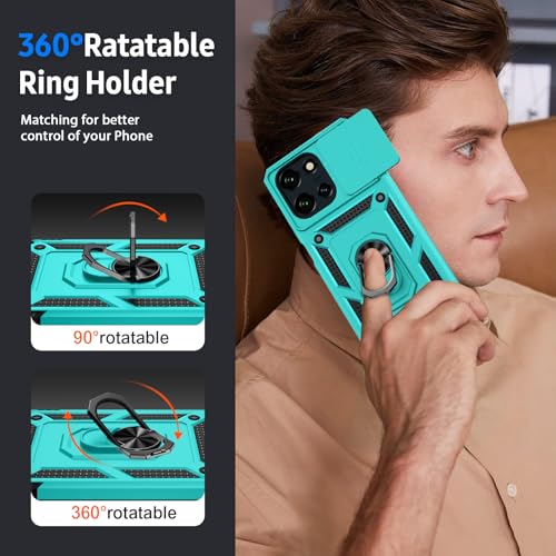 for Moto G Stylus 2025 Case with Camera Lens Cover, HD Screen Protector, 10 FT Military Grade Drop Protection, Magnetic Ring Holder Kickstand Protective Phone Case, Ice Green - color: Ice Green