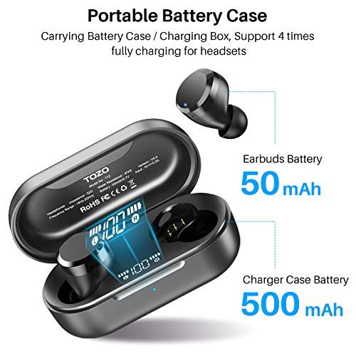 TOZO T12 Wireless Earbuds Bluetooth 5.3, Premium Sound, LED Digital Display