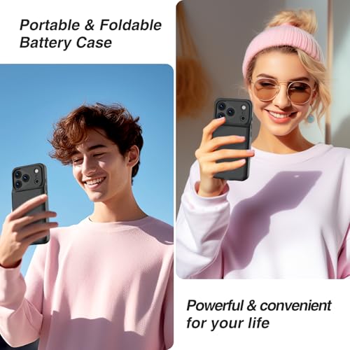 GIN FOXI Battery Case for iPhone 17 Pro, Charging Case Charger 8500mAh Ultra-Slim Lightweight Powerful Battery Pack 15W Fast Rechargeable Anti-Fall TPU Juice Box for iPhone 17 Pro (6.3") Black - color: Black