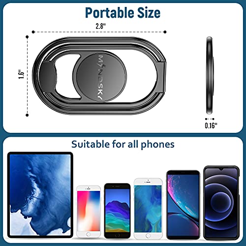 Phone Ring Holder Finger Kickstand 360°Rotation Cellphone Back Grip Foldable Cell Phone Stand for Desk Compatible with iPhone iPad Smartphones Tablets (Black) - color: Black