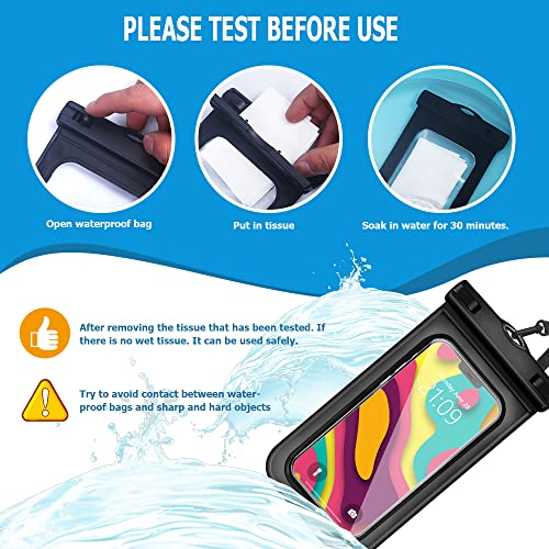 wyyw 5 pcs Universal Waterproof Phone Pouch, Cellphone Dry Bag IPX8 Underwater Waterproof Case Compatible with iPhone 12/11 Pro Max/Pro/8 Plus, Galaxy S21/S20/S10/Note 20/10/9, Plus Phones up to 6.8" - color: multi color 3