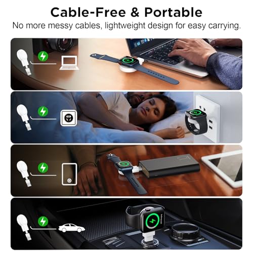 for Apple Watch Charger, Dual-Port Magnetic Portable iWatch Charger - color: AA-White