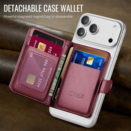 for Magsafe Magnetic Phone Wallet Card Holder, Elegant Wine Red - color: Elegant Wine Red