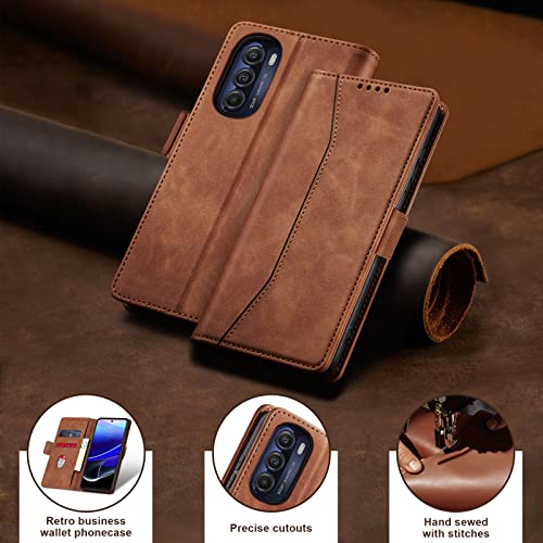 Jasonyu Flip Wallet Case for Moto G Stylus 5G (2022),Leather Magnetic Folio Cover with Card Holder,Kickstand - TPU Shockproof Durable Protective Phone Case,Brown | PU Leather Magnetic Folio Cover,with Card Holder,Kickstand,TPU Shockproof,Durable,Protectiv