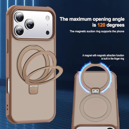 SKYLMW Compatible with iPhone 17 Pro Max Case with Stand,Desert Brown | iPhone 17 Pro Max Phone Case 6.9",Magnetic Ring Stand,Compatible with MagSafe,Military-Grade Protection,Great Grip Feeling - color: Desert Brown, size: Iphone 17 Pro Max