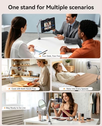 ORICO Tablet Stand, 3-Section Aluminum arm, 4-axis Adjustment, RA1, Silver - color: Silver