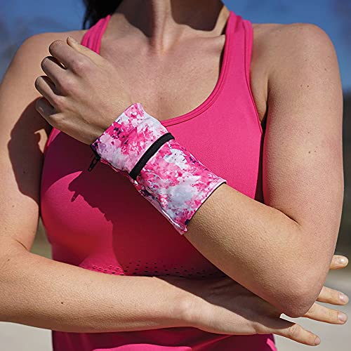 Sprigs Wrist Wallet Running Wristband Pocket for Keys Cards Cash ID Phone - color: Blue Antique