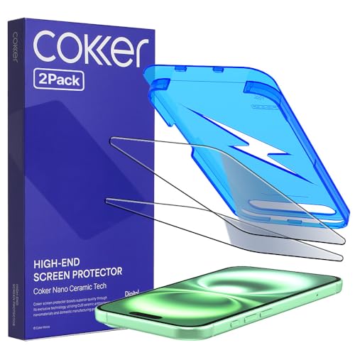 COKER 2PACK Tempered Glass Screen Protector Designed for iPhone 17, Rounded Edge, 9H Hardness Shatterproof, Anti-Scratch, Anti-Fingerprint, Touch Sensitive, Easy Installation - size: iPhone17
