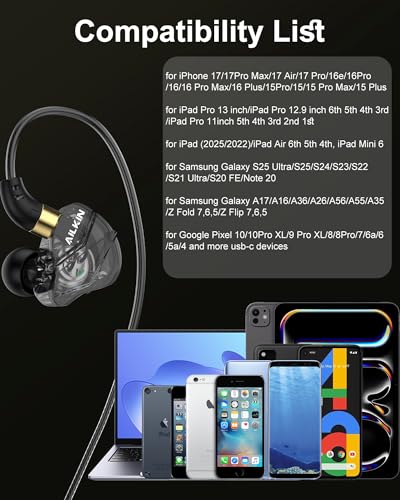 AILKIN 3.5mm Wired Earbuds with Microphone, Noise Isolating HiFi Earphones