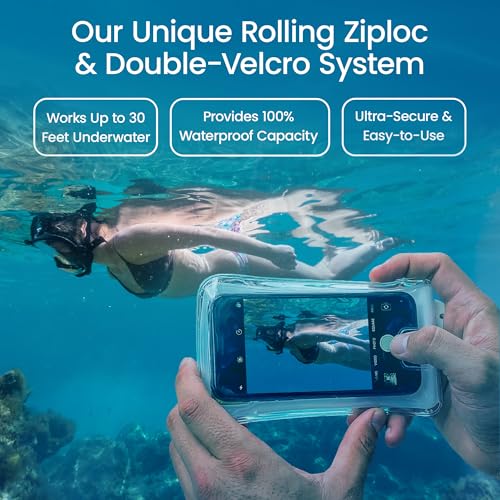 AquaVault Floating Waterproof Phone Pouch Case Universal for iPhone Android | White. Floats and keeps phones and cash dry. Heavy-duty PVC, drop protection, adjustable neck strap. Fits any phone size. - color: White