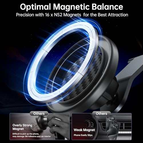 SYNCWIRE MagSafe Car Mount for Dashboard,Foldable Aluminum Arm,Black - color: Black