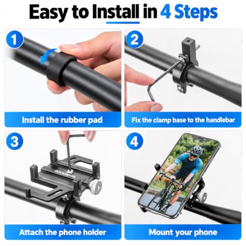 ROCKBROS Aluminum Bike Phone Mount for 4.7-7.1" Phones Handlebar Mount - style: Handlebar Mount(Black Orange)