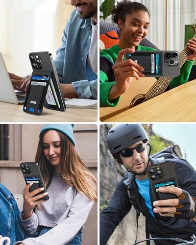 For Magsafe Wallet Stand, Hold 10 Cards, Strongest Magnetic Wallet | Leather Magnetic Phone Wallet for iPhone 17/16/15/14/13 Series, ID Window, 4 Card Slot, RFID Blocking, Black - color: Black